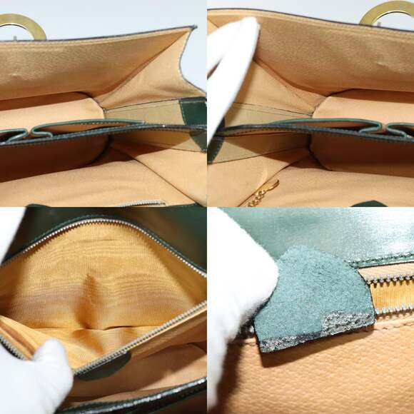 CELINE Shoulder Bag Leather Green Gold - Picture 12 of 12